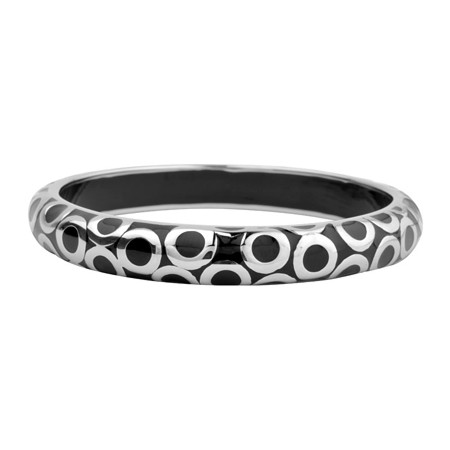 Steel and Black Resin Dotted Bangle - Click Image to Close